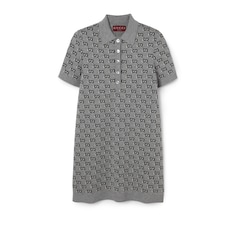 Wool jacquard polo dress with GG Shadow