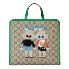 Children's Gucci dog embroidered tote bag