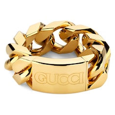 Anello a catena con targhetta scritta Gucci