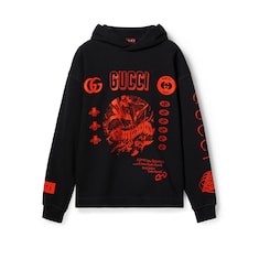 Sudadera capucha estampado de símbolos Gucci