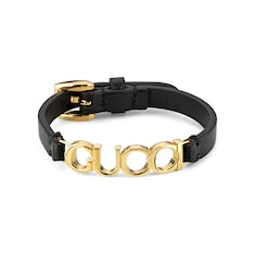 Armband aus Leder mit Gucci Schriftzug