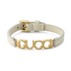 Armband aus Leder mit Gucci Schriftzug