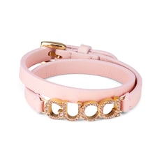 Bracciale a fascia in pelle con scritta Gucci