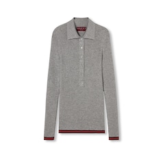 Top de punto acanalado de cashmere extrafino