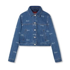 Jacke aus Denim mit gelasertem Gucci Detail