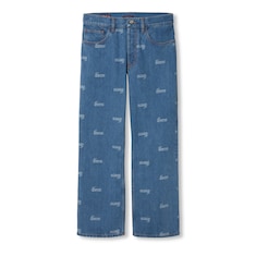 Pantalón tobillero de denim con cintura baja 