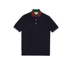 Polo de piqué de algodón con cuello con tribanda Web