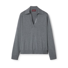 Top con cuello de polo de lana extrafina
