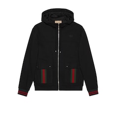 Cotton jersey hooded jacket with Web