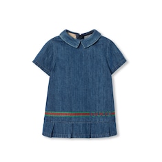 Baby denim dress with Web embroidery