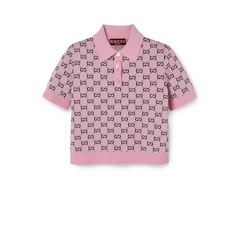 Wool jacquard polo top with GG Shadow 