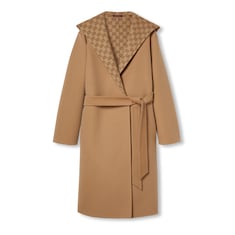 Reversible GG silk wool blend coat