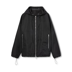 Nylon hooded jacket with embroidery