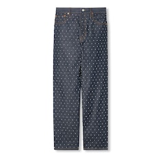 Pantalon court en jean avec broderie