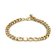 Bracciale a catena con scritta Gucci