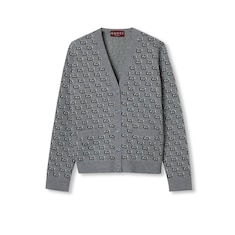 Wool jacquard cardigan with GG Shadow