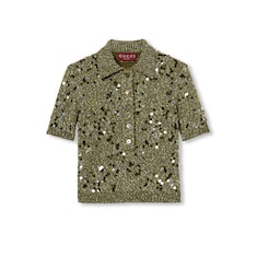 Tweed blend polo top