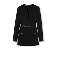 Short damier bouclé wool dress
