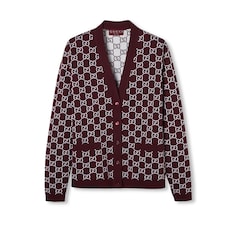 Reversible GG wool jacquard cardigan