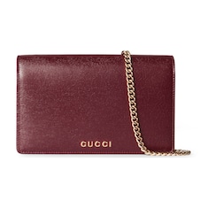 Chain wallet with Gucci script