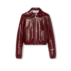 GG embossed leather bomber jacket