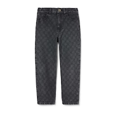 Pantalón infantil de jacquard de denim y GG