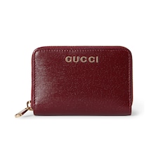 Zip card case with Gucci script