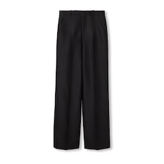 Pantalón de gabardina seda y lana con bordado