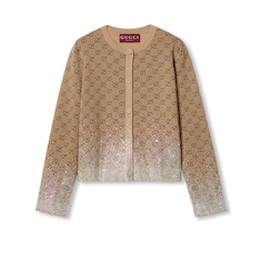 Embroidered wool GG jacquard cardigan