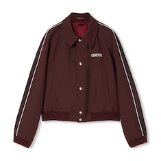 Wool jacket with logo patch