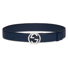 Belt with Interlocking G engraved buckle