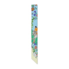 Allover floral print silk neck bow
