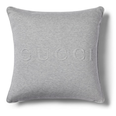 Embossed jersey and leather cushion