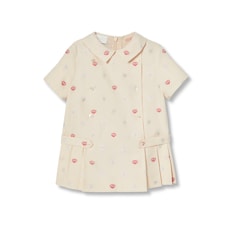 Abito neonato in jacquard di lamé con cuori GG