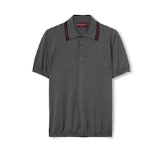 Wool knit polo shirt with Web