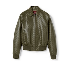 Embossed GG leather bomber jacket