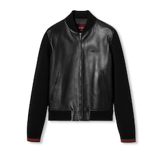 Nappa leather and knit bomber jacket