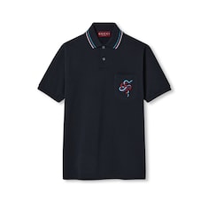 Embroidered stretch cotton polo shirt