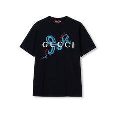 T-shirt en jersey de coton imprimé de taille moyenne