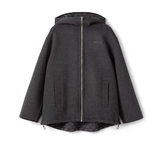 Chaqueta con capucha de lana y seda bordado
