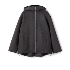 Embroidered wool and silk hooded jacket