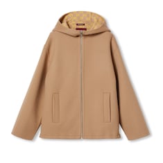 Chaqueta con capucha de lana y seda bordado