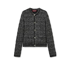 Wool and lamé check jacquard cardigan