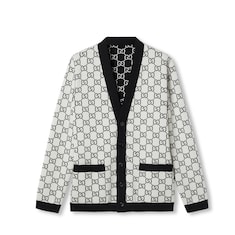 Reversible GG wool jacquard cardigan