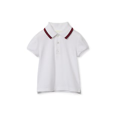Polo neonato in cotone con dettaglio Web