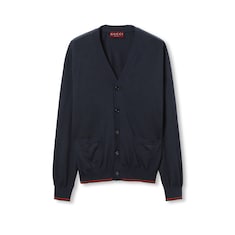 Cardigan in lana lavorata a maglia con motivo Web