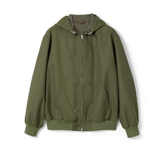 Chaqueta con capucha de algodón ripstop con GG
