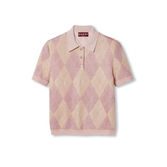 Lamé and wool polo top