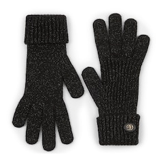 Rib knit wool lamé gloves