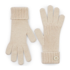 Rib knit wool lamé gloves